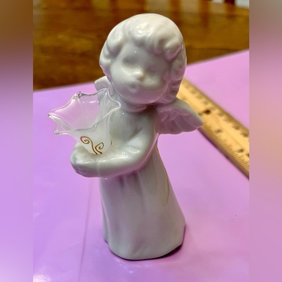 Schmid Bros Porcelain Angel Holding vase etched in gold Christmas Holiday Gift - Picture 12 of 12
